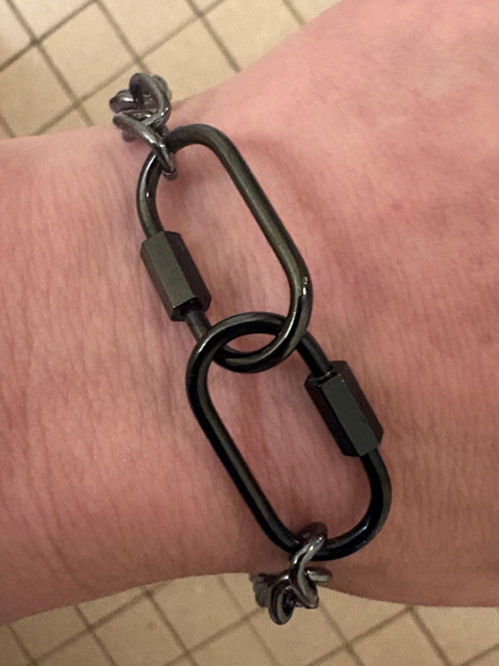 Hand-Crafted Black Link Chain Carabiner Bracelet